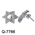 Nouveau design 925 boucles d&#39;oreilles en argent sterling blanc CZ